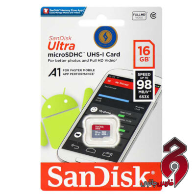 رم میکرو ۱۶ گیگ سن دیسک SanDisk Ultra U1 A1 98MB/s بدون خشاب