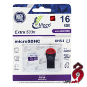 رم میکرو ۱۶ گیگ ویکومن Vicco Man Extra 533X U1 C10 80MB/s + رم ریدر