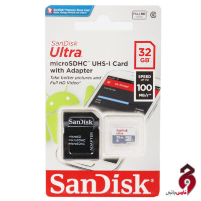 رم میکرو ۳۲ گیگ سن دیسک Sandisk Ultra C10 U1 100MB/s + خشاب سازگار