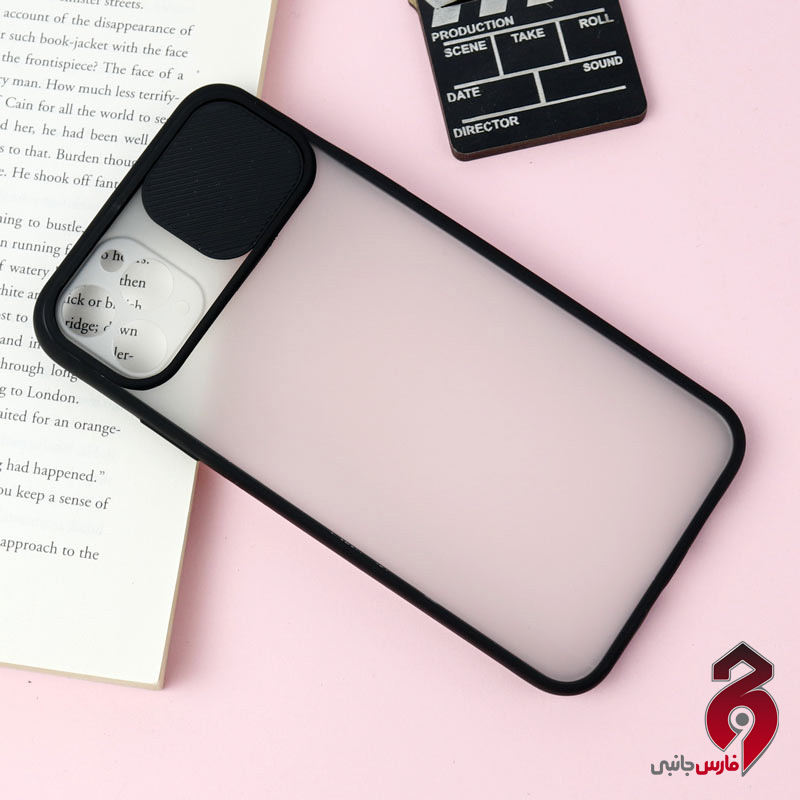 silikoni-pc-mat-mohafez-lenz-iphone-11-pro-max-black قاب PC مات محافظ لنز دار کشویی iPhone 11 Pro Max مشکی