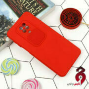 قاب طرح سیلیکونی محافظ لنزدار کشویی شیائومی Redmi Note 9s / Note 9 Pro قرمز