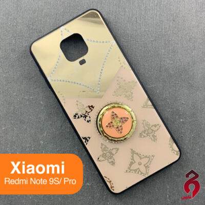 قاب لویی ویتون آینه و نگین + حلقه صورتی شیاومی Redmi Note9 pro / Note9s