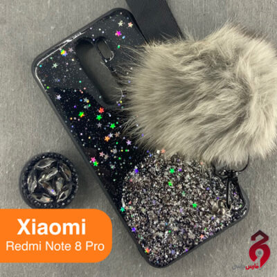 قاب پام پام مشکی + پاپ سوکت دار شیائومی Redmi Note8 pro