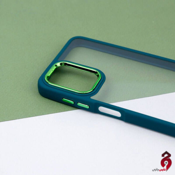 قاب شفاف متال آیرون New Skin سامسونگ A12 سبز - Image 3