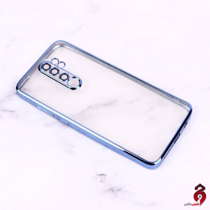 قاب ساده شفاف دور رنگی محافظ لنزدار شیائومی Redmi Note 8 Pro آبی