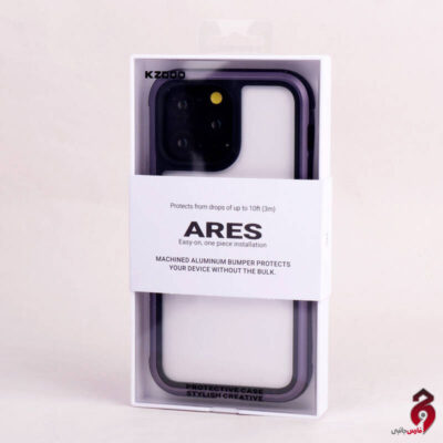 قاب ضد ضربه پشت شفاف Kzdoo Ares آیفون iPhone 14 Pro Max بادمجانی