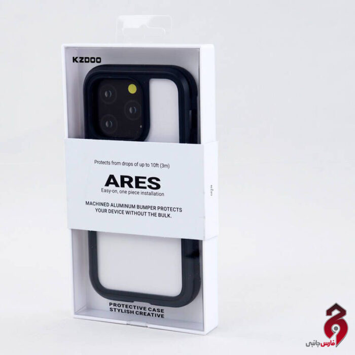 قاب ضد ضربه پشت شفاف Kzdoo Ares آیفون iPhone 14 Pro مشکی
