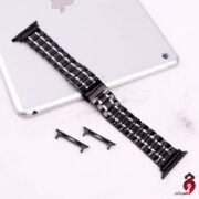 بند Monaco اپل واچ ۲۲/۴۱/۴۵mm کد ۳ مشکی نقره ای