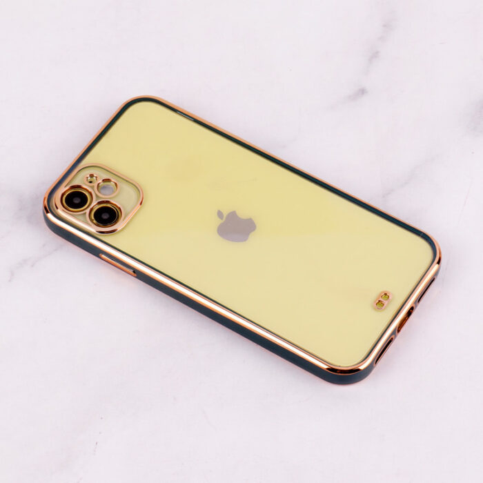 قاب Chrome دور طلایی محافظ لنزدار اپل iPhone 11 مشکی