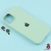 قاب سیلیکونی با محافظ لنز رینگی آیفون iPhone 13 سبز آبی