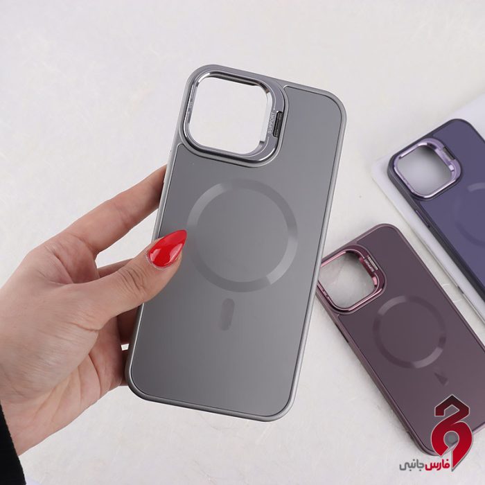 قاب مگ سیف Support آیفون iPhone 13 Pro Max استندشو خاکستری - Image 2