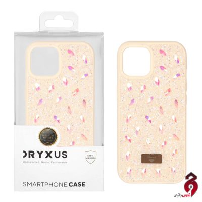 قاب اورجینال Oryxus سوارسکی Diamond آیفون iPhone 15/14/13 کرم نارنجی