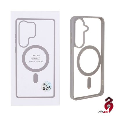 قاب اورجینال شفاف Magsafe سامسونگ S25 طوسی
